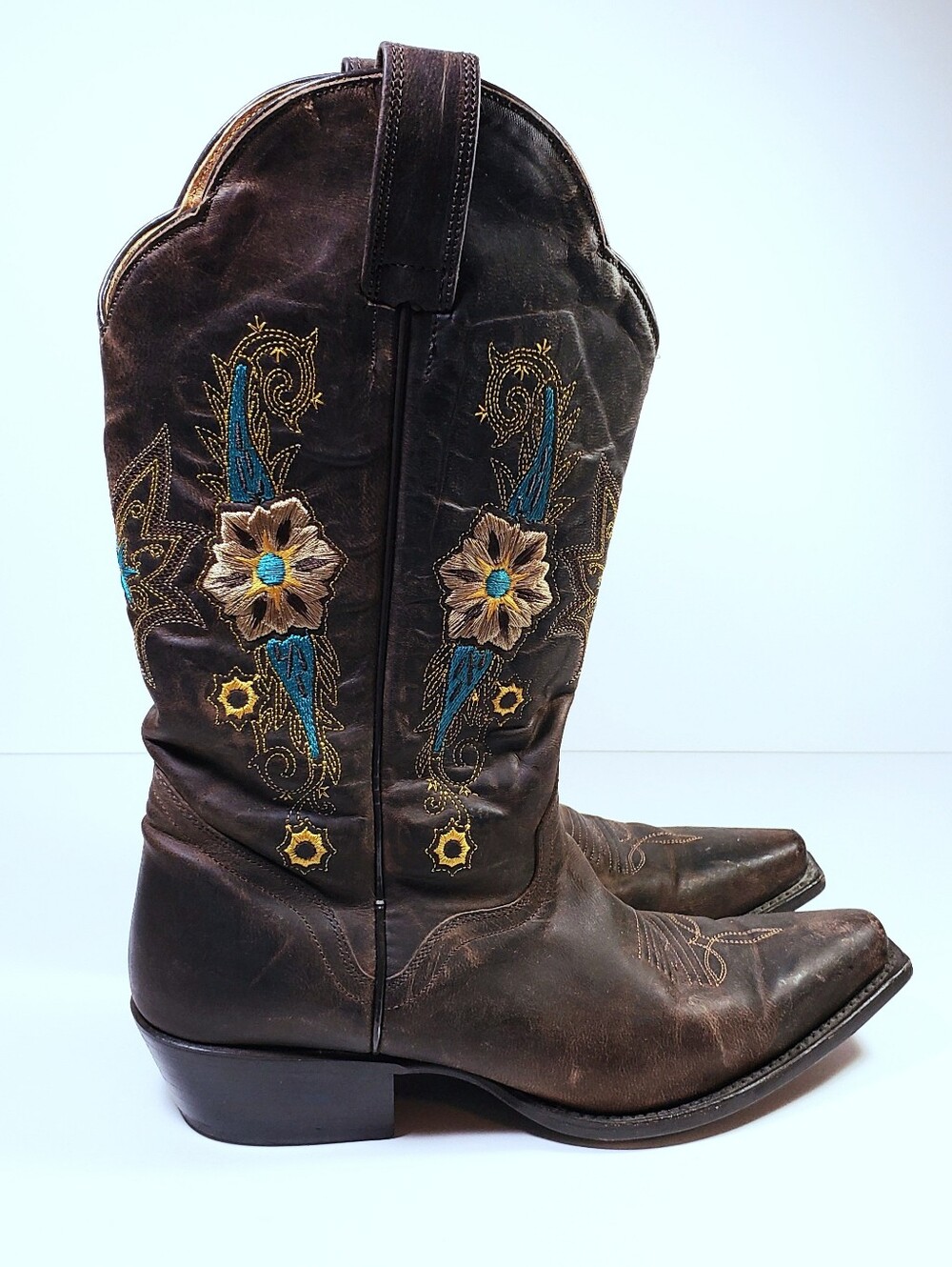 J.B. Dillon Embroidered Leather Cowboy Boots
